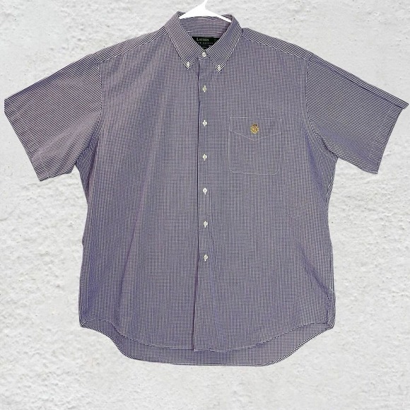 Ralph Lauren Purple White Check Button Down Shirt Men's XL Cotton Classic Logo - Picture 1 of 6